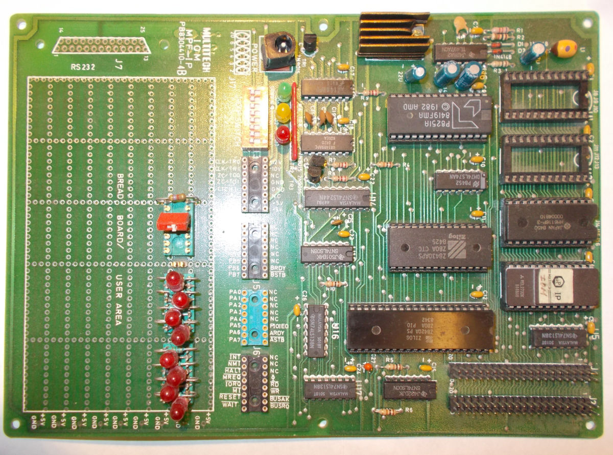 IOM-MPF-1P board for the MPF-1P with PIO, CTC, 8251 installed.